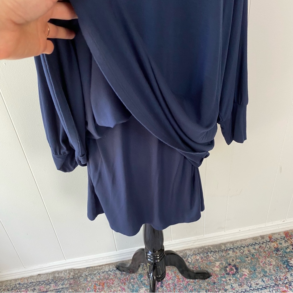 Soft Surroundings Indeevar Tunic Top Sz XL Navy Blue Layered V Neck Stretch - Picture 6 of 12